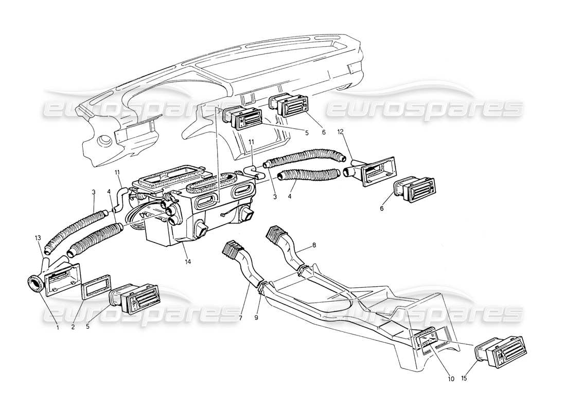 maserati biturbo spider diagramma delle parti di ventilazione