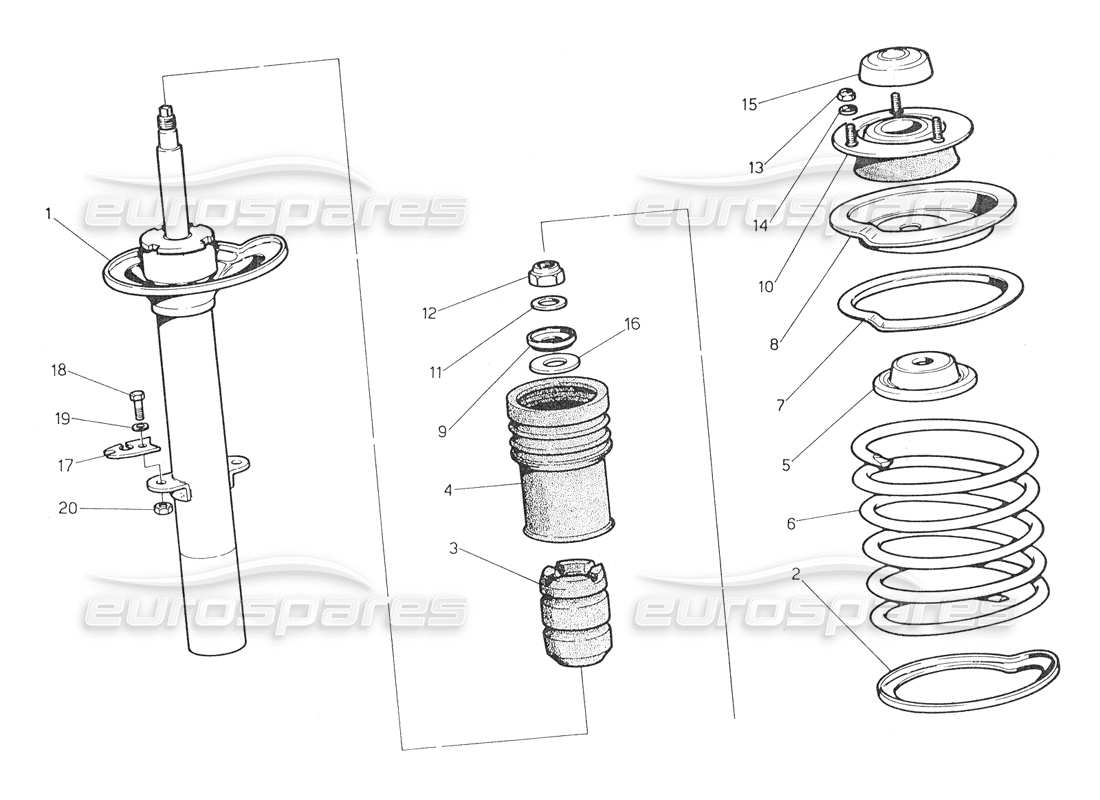 maserati biturbo spider ammortizzatore anteriore diagramma delle parti