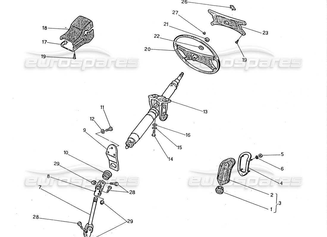 maserati 2.24v albero dello sterzo e volante diagramma delle parti