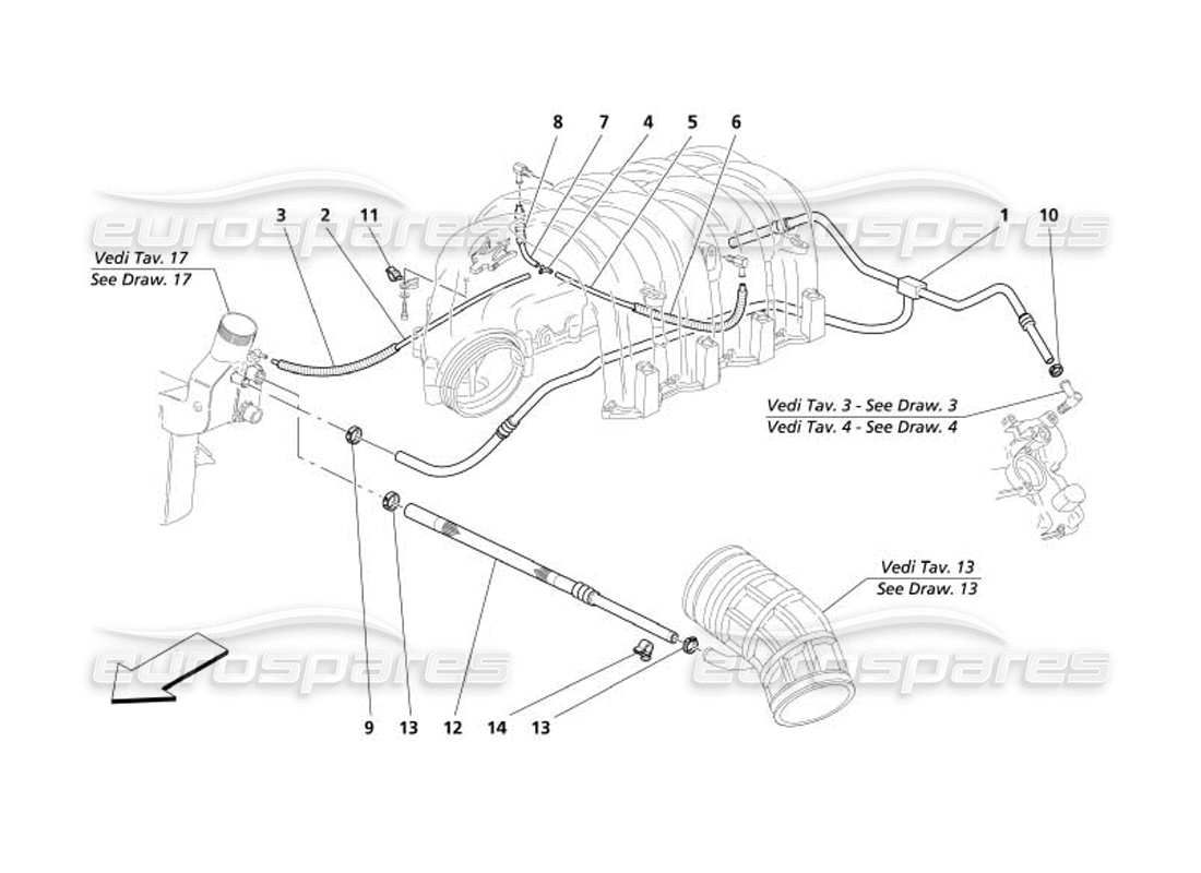 maserati 4200 gransport (2005) colpo: diagramma delle parti del sistema