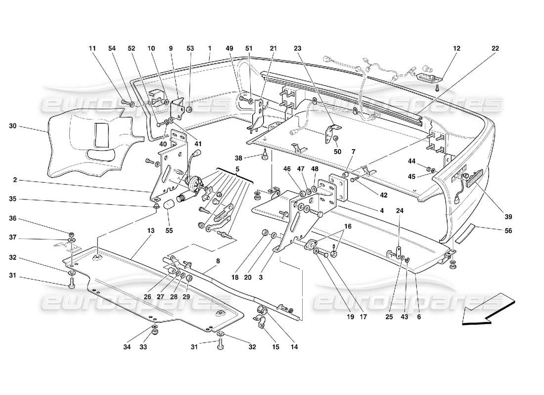 ferrari 456 gt/gta paraurti posteriore e spoiler mobile -non per 456 diagramma delle parti gta