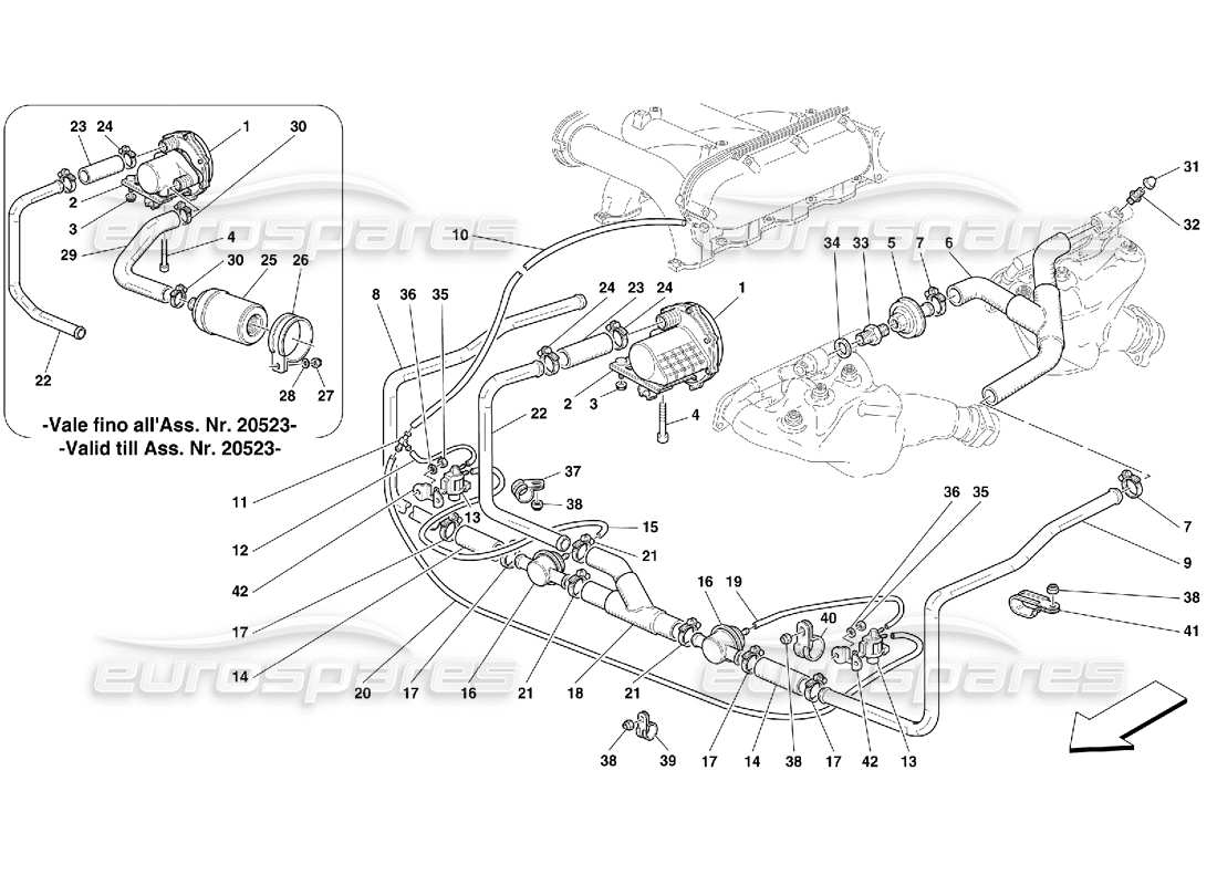 ferrari 456 gt/gta schema delle parti della pompa aria secondaria