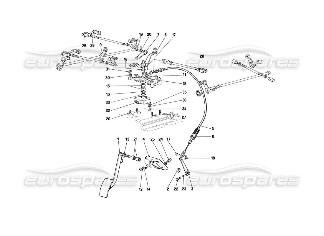 ferrari 412 (mechanical) comandi acceleratore rhd diagramma delle parti