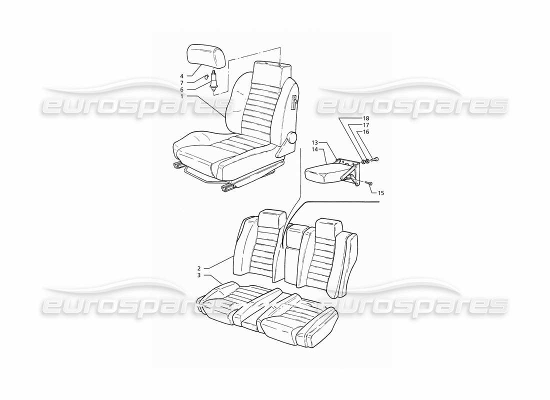 maserati ghibli 2.8 gt (variante) sedili anteriori e posteriori diagramma delle parti