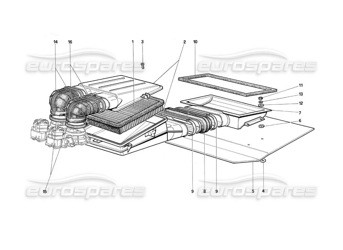 ferrari testarossa (1990) presa d'aria diagramma delle parti