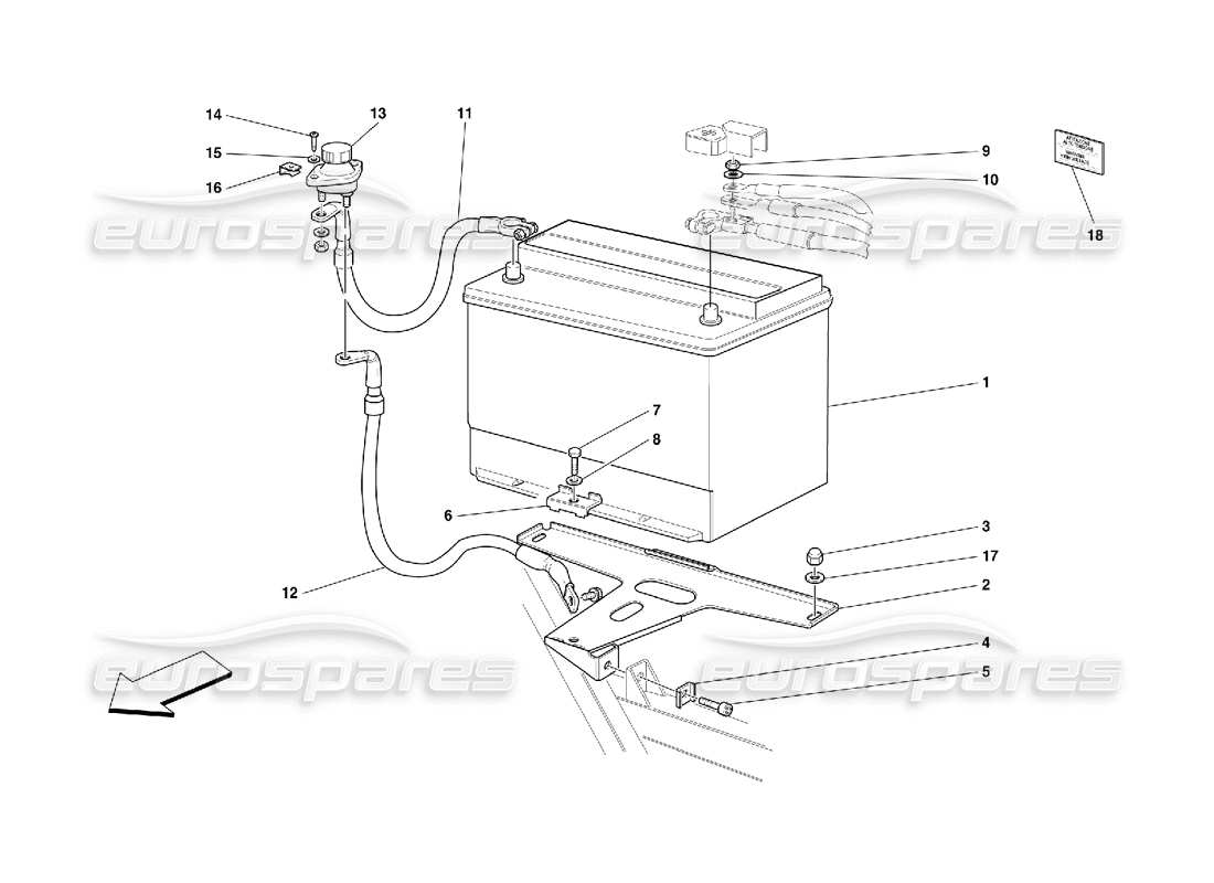 ferrari 456 gt/gta diagramma delle parti della batteria