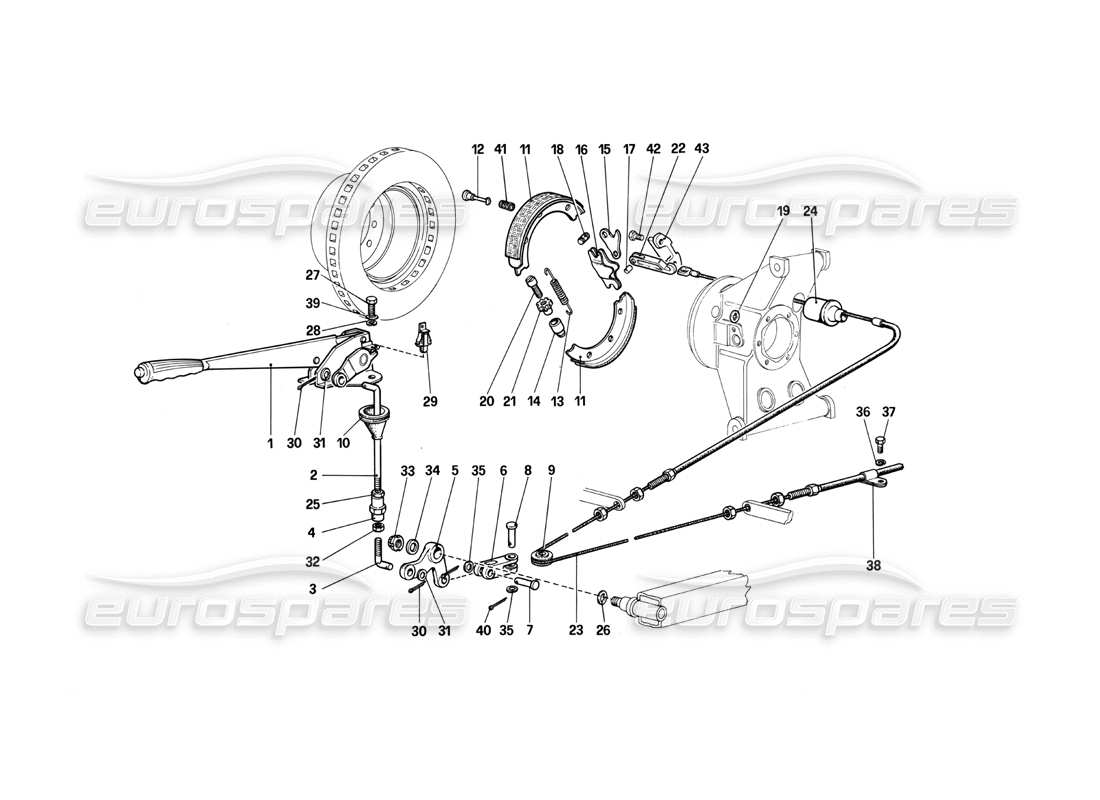 ferrari 412 (mechanical) controllo freno a mano diagramma delle parti