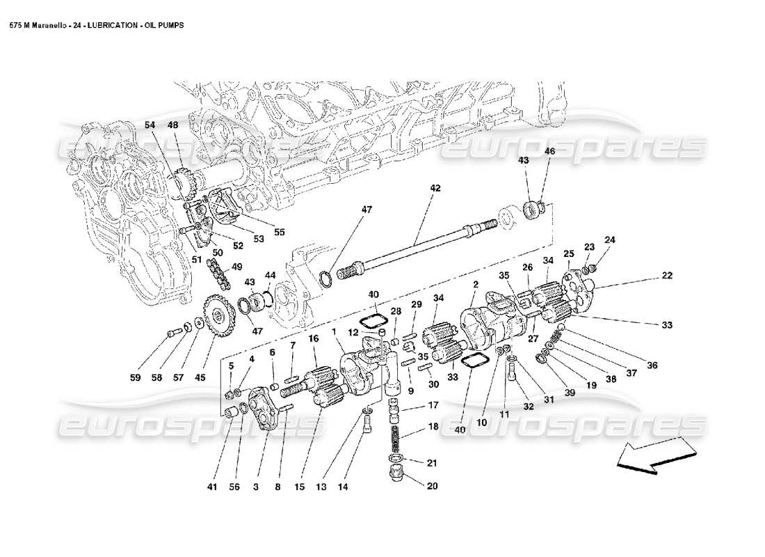 ferrari 575m maranello diagramma delle parti delle pompe dell'olio di lubrificazione