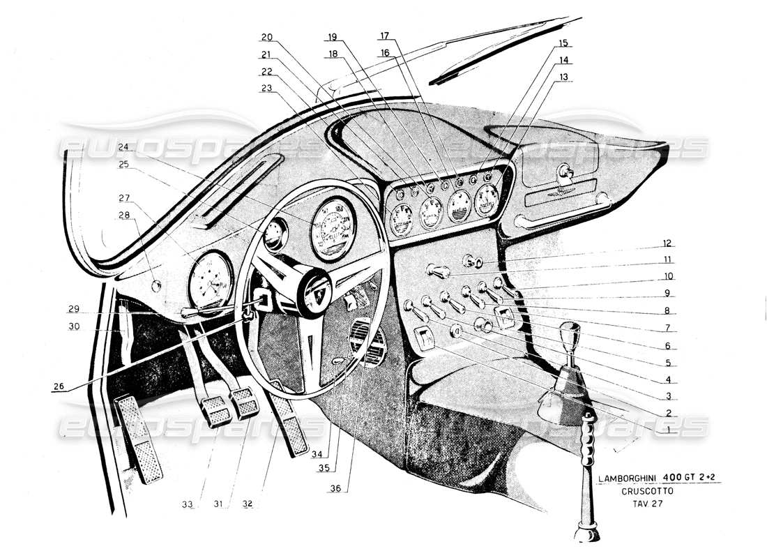 lamborghini 400 gt guarnizioni interne e in gomma diagramma delle parti
