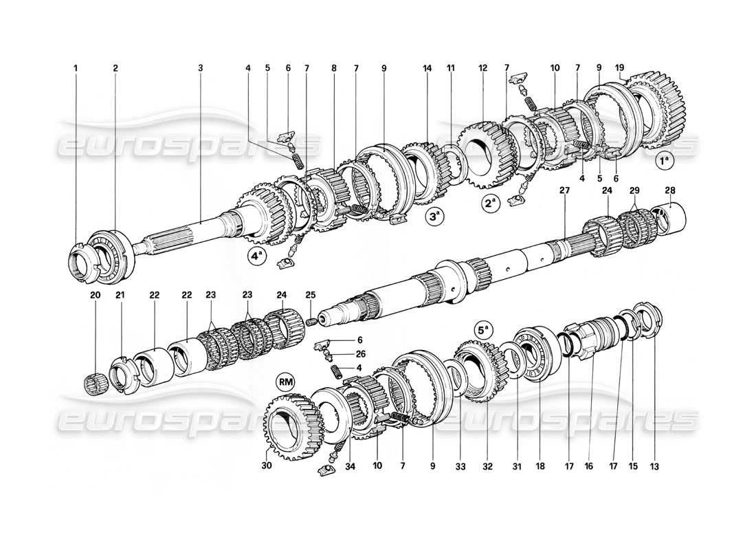 ferrari 400i (1983 mechanical) diagramma delle parti dell'albero di rinvio (400 gt).