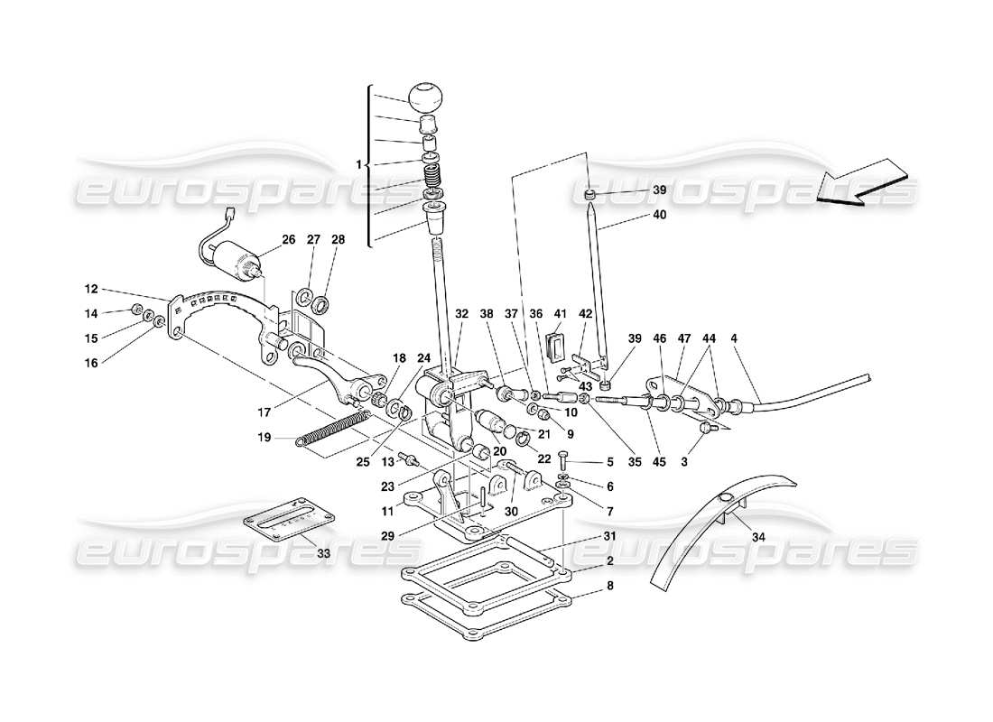 ferrari 456 gt/gta comandi esterni del cambio - valido per 456 gta diagramma delle parti