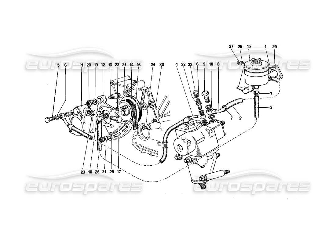 ferrari 412 (mechanical) sistema di sterzo idraulico diagramma delle parti