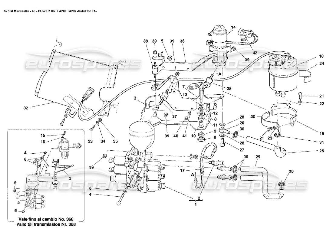 ferrari 575m maranello diagramma delle parti dell'unità di potenza e del serbatoio validi per f1