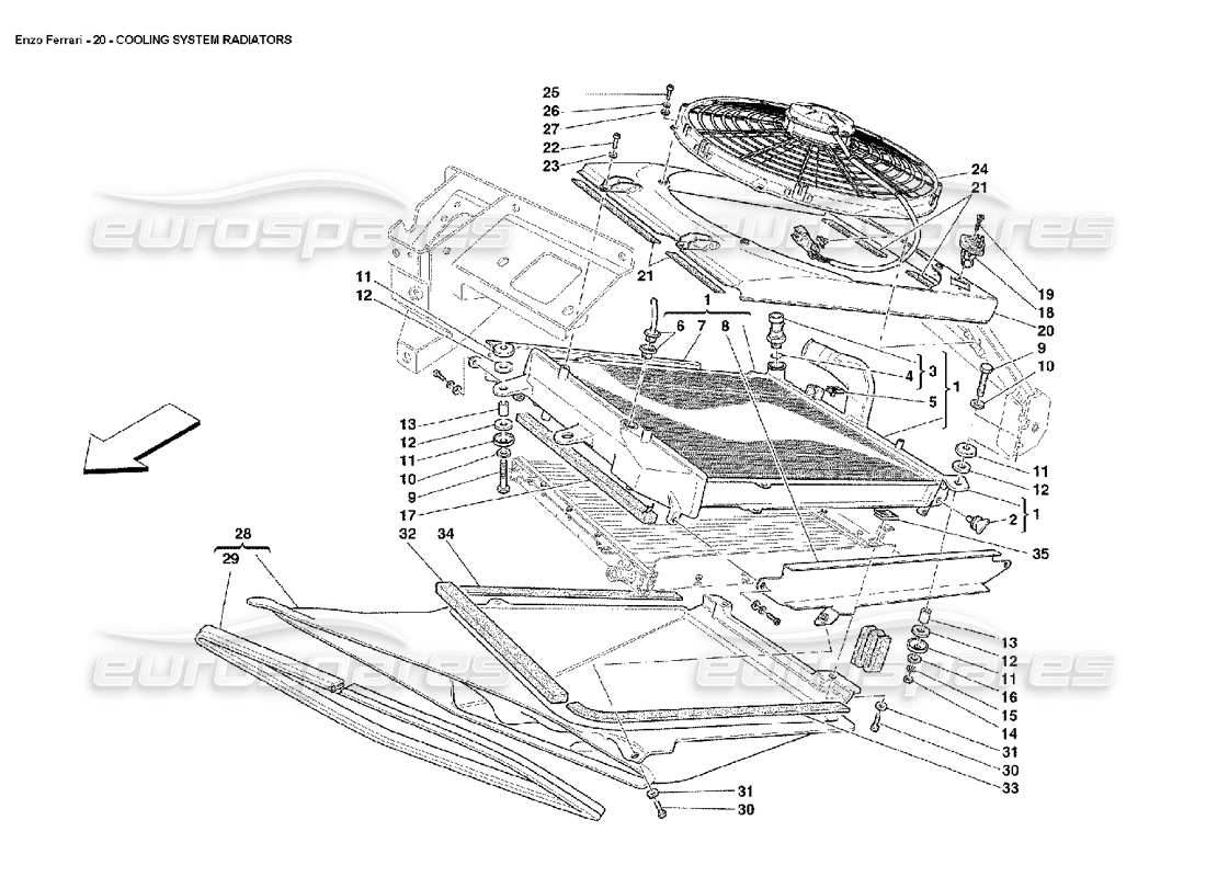 ferrari enzo radiatori del sistema di raffreddamento schema delle parti