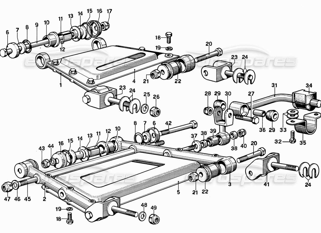 ferrari 365 gt 2+2 (mechanical) diagramma delle parti della sospensione posteriore