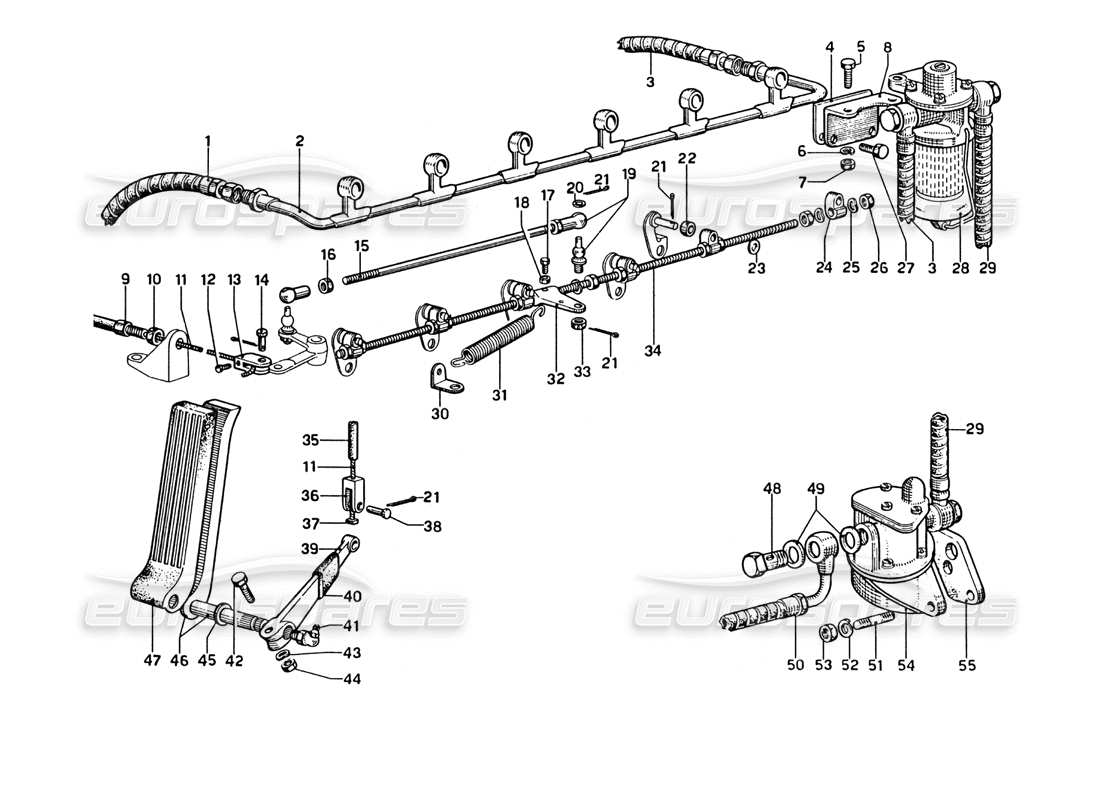 ferrari 275 gtb4 alimentazione e controlli diagramma delle parti