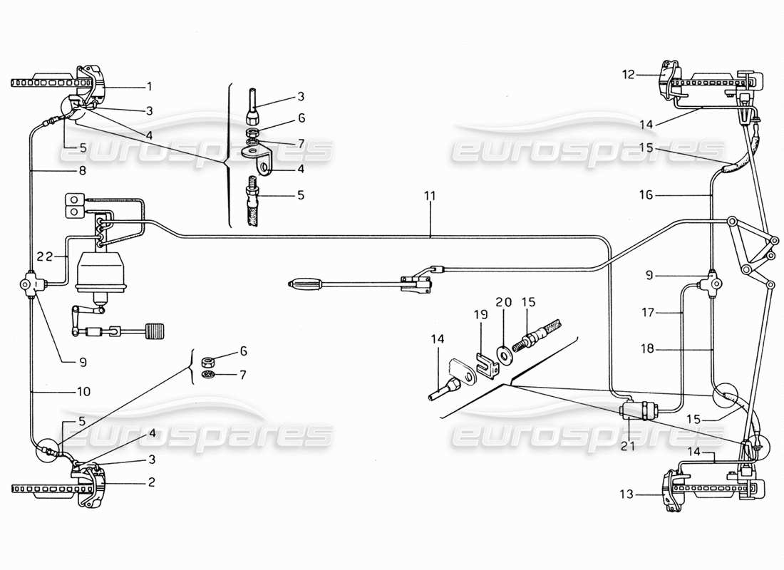 ferrari 206 gt dino (1969) diagramma delle parti del controllo idraulico del freno sulle ruote