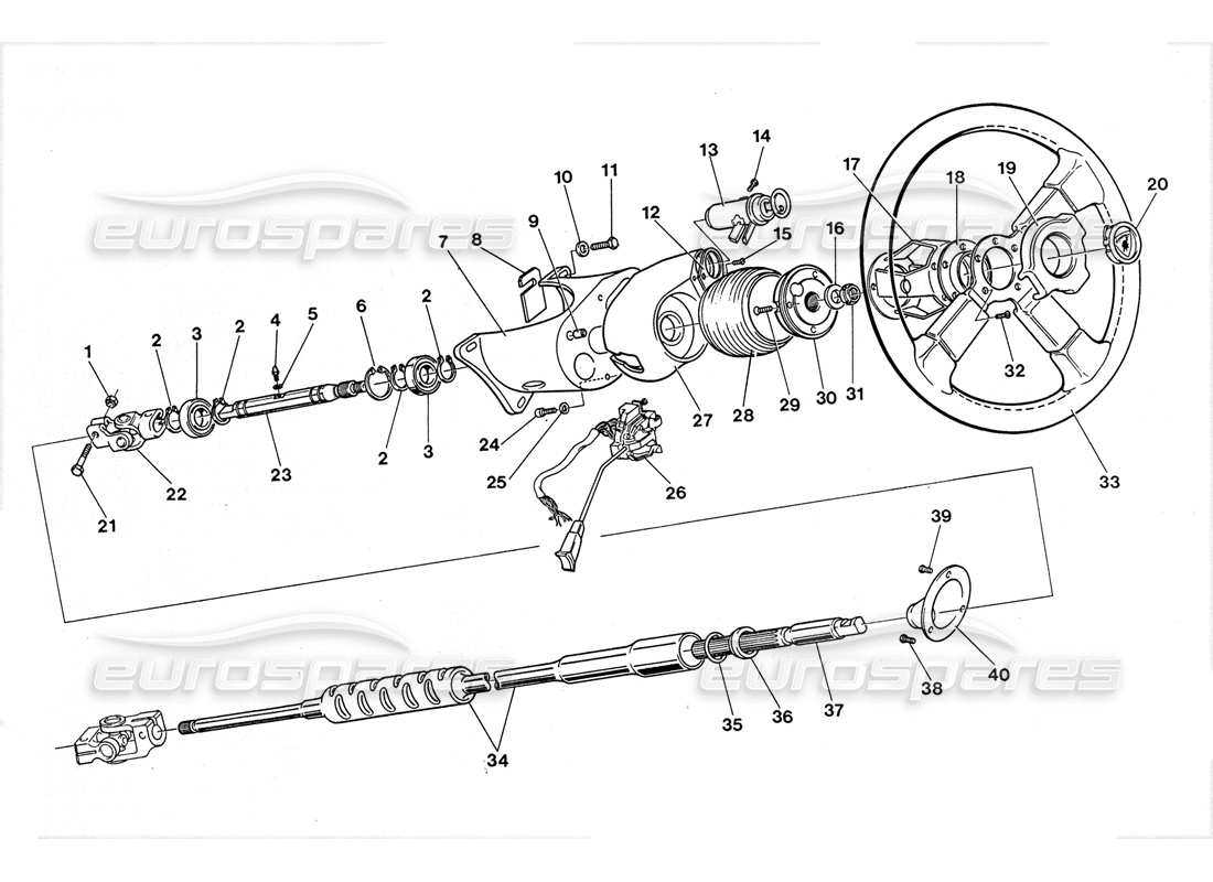 lamborghini lm002 (1988) diagramma delle parti dei comandi dello sterzo