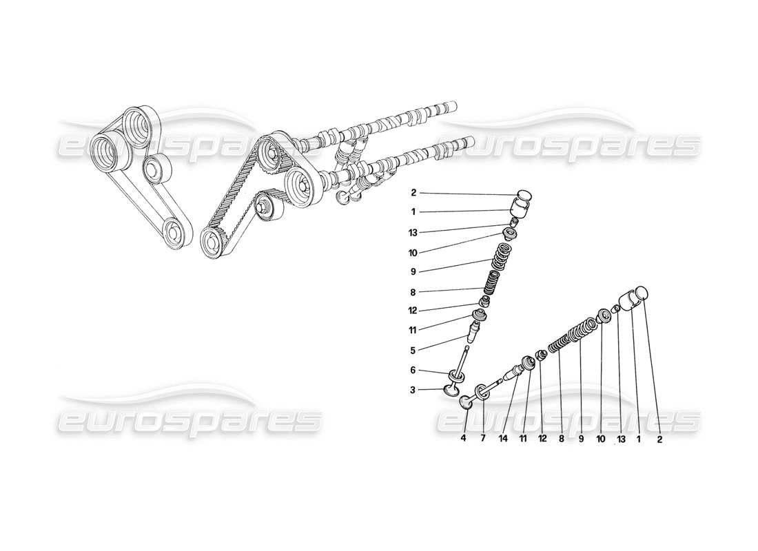 ferrari 328 (1988) sistema di distribuzione - punterie diagramma delle parti