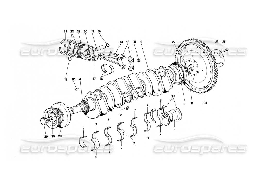 ferrari 512 bbi albero motore - bielle e pistoni diagramma delle parti