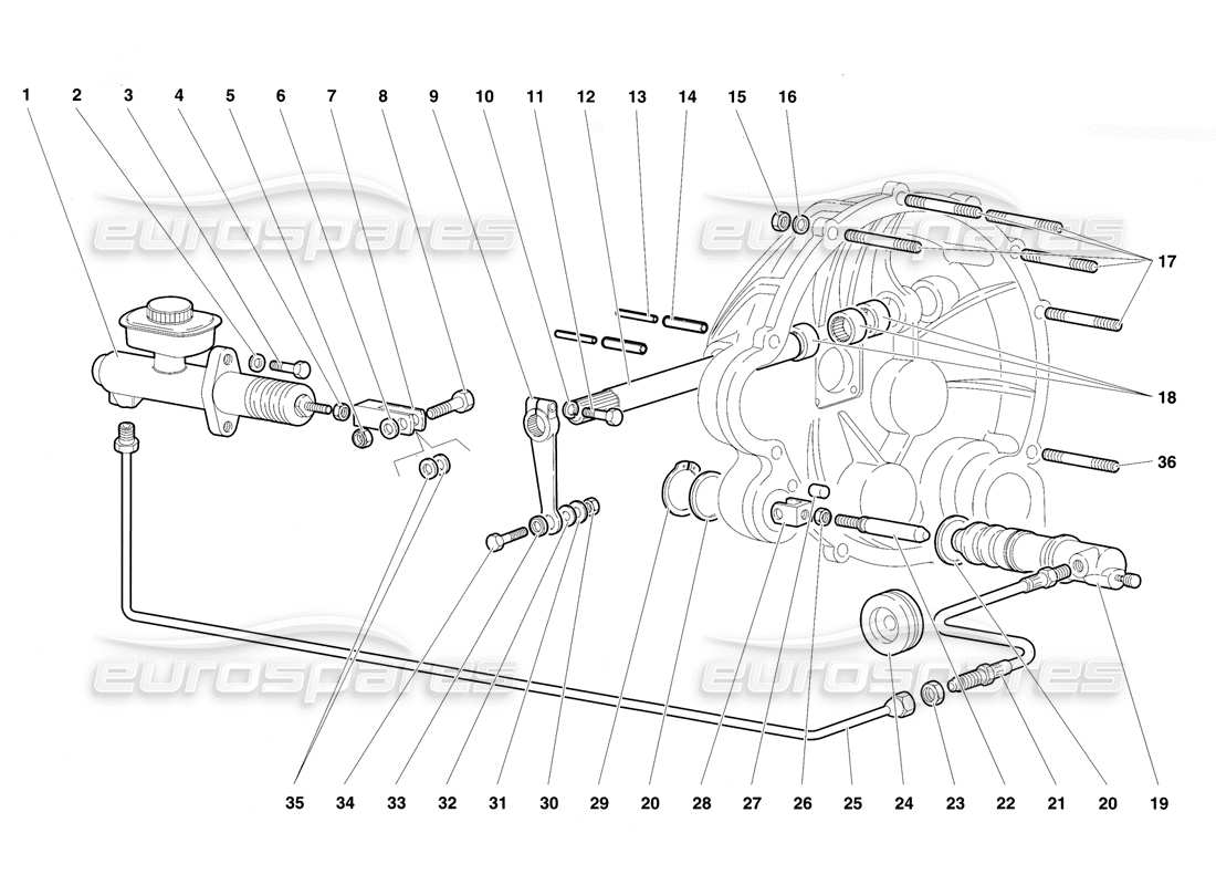 lamborghini diablo vt (1994) leve comando frizione diagramma delle parti