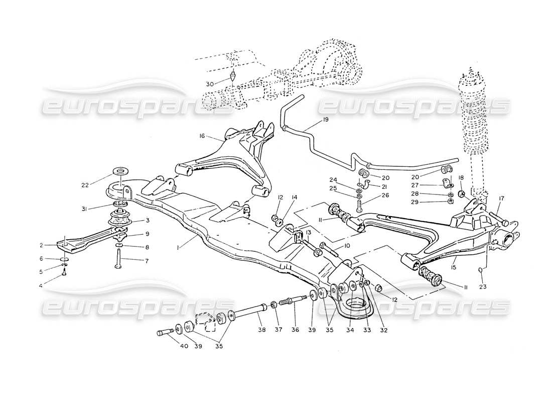 maserati ghibli 2.8 (non abs) bracci sospensione posteriore schema delle parti