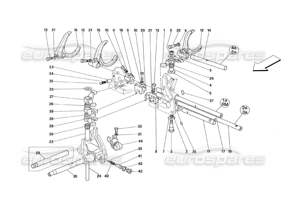 ferrari 348 (1993) tb / ts diagramma delle parti dei controlli interni del cambio