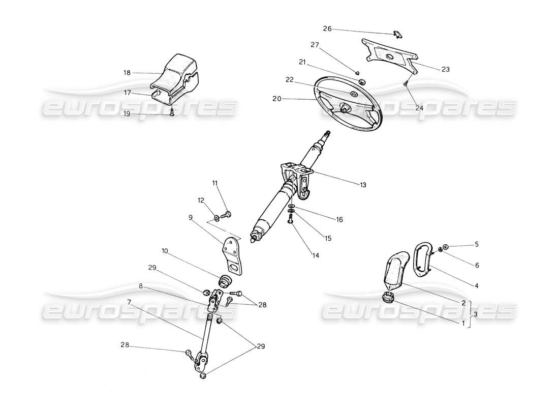maserati biturbo spider schema delle parti dell'albero dello sterzo e della ruota
