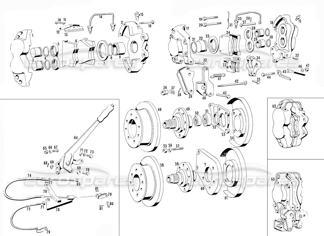 maserati mistral 3.7 schema delle parti dei freni