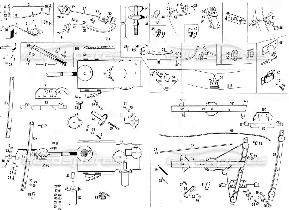 maserati mistral 3.7 regolatore della finestra diagramma delle parti