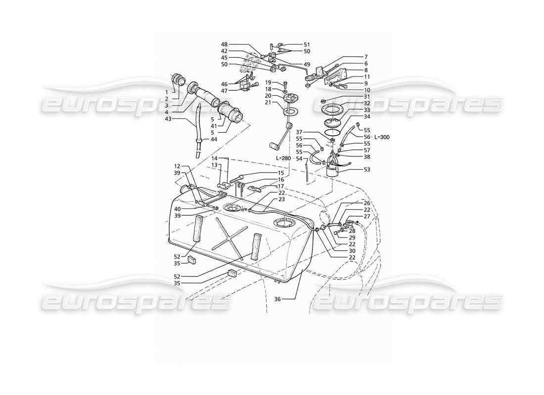 maserati ghibli 2.8 (abs) serbatoio di carburante diagramma delle parti