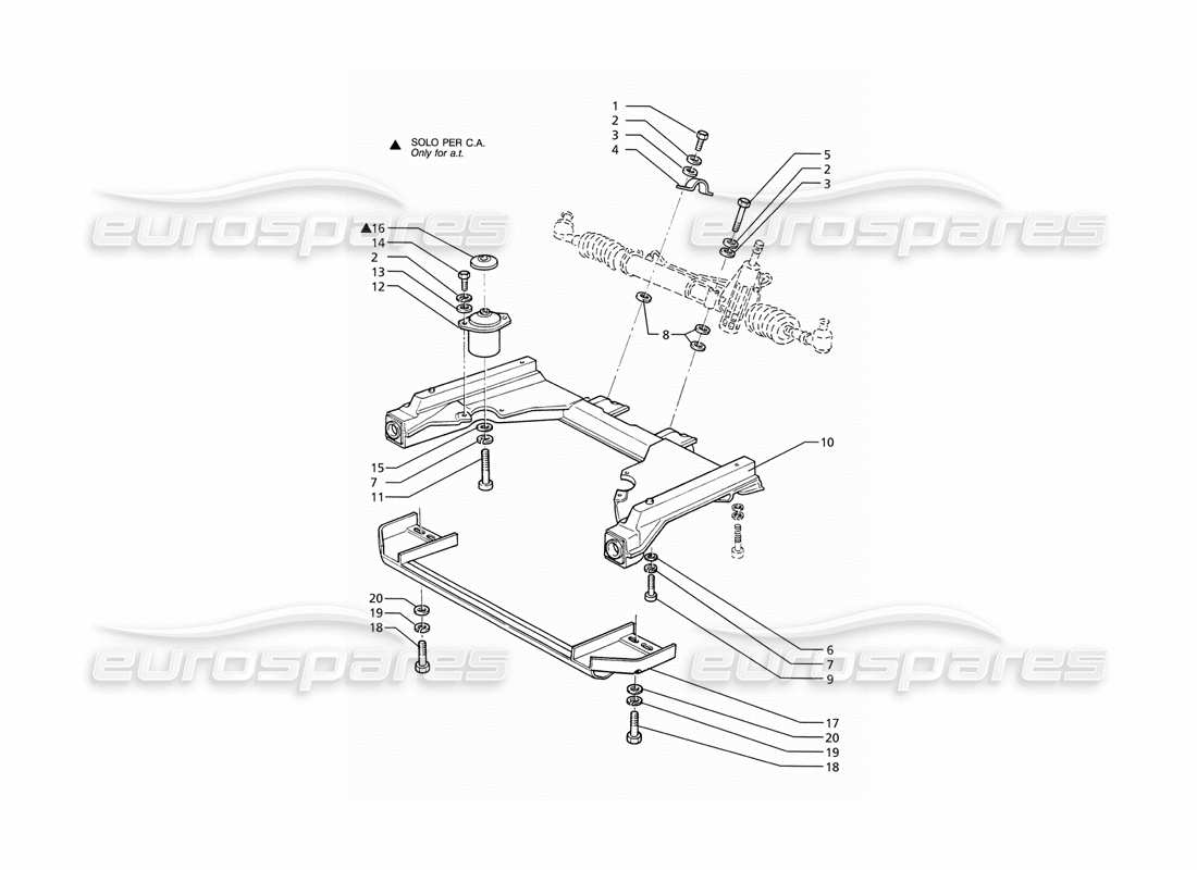 maserati ghibli 2.8 (abs) sottotelaio anteriore della scatola dello sterzo diagramma delle parti