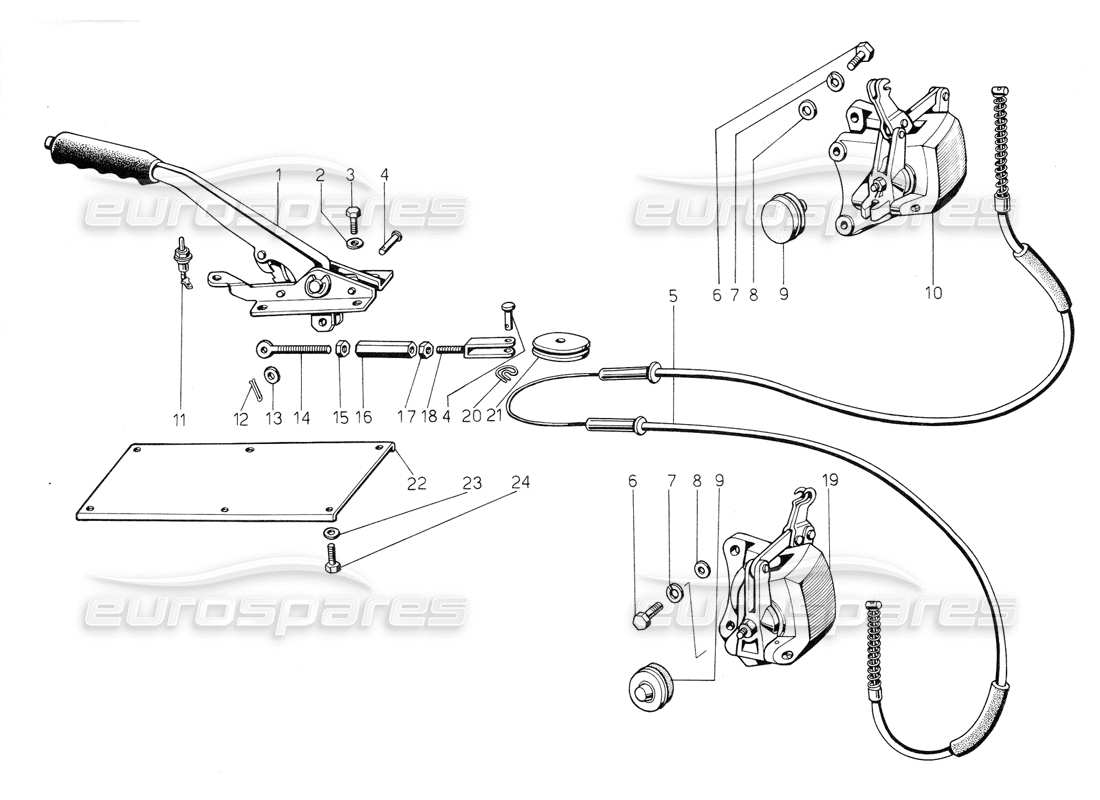 lamborghini jalpa 3.5 (1984) diagramma delle parti del freno a mano