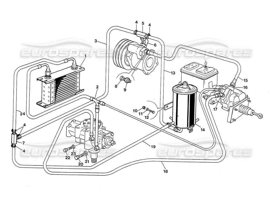 lamborghini lm002 (1988) sistema di pompa dello sterzo diagramma delle parti