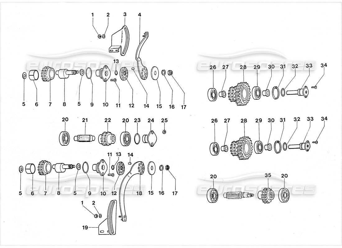 lamborghini lm002 (1988) ingranaggi delle valvole diagramma delle parti