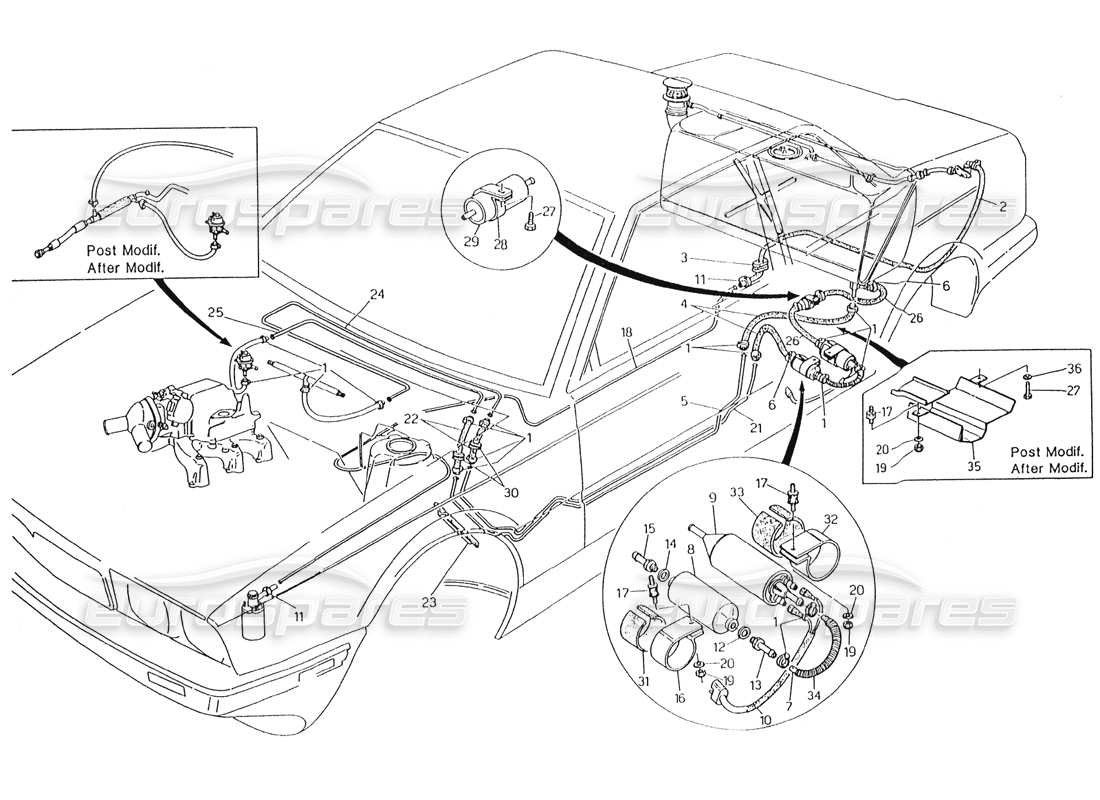 maserati karif 2.8 tubi del carburante diagramma delle parti