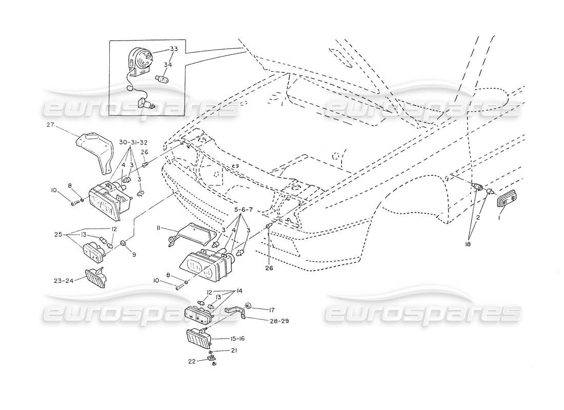 maserati ghibli 2.8 (non abs) diagramma delle parti dei fari