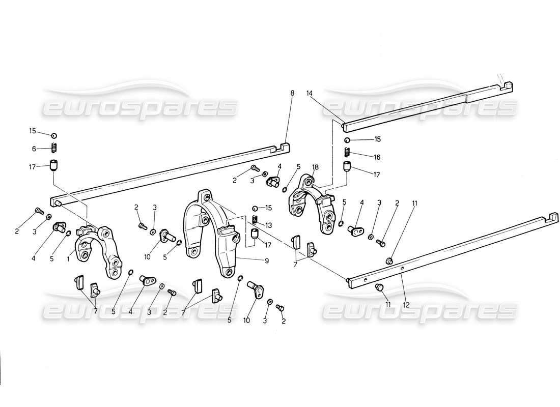 maserati biturbo spider trasmissione - comandi interni diagramma delle parti