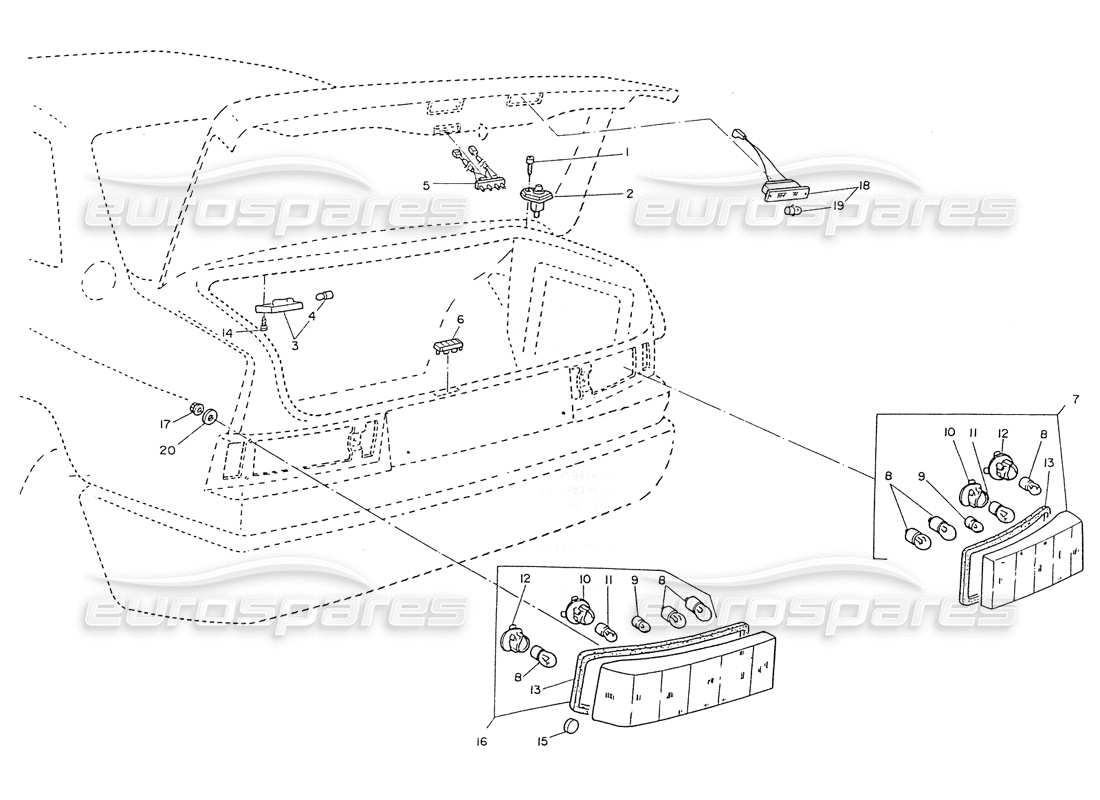 maserati ghibli 2.8 (non abs) fanale posteriore diagramma delle parti