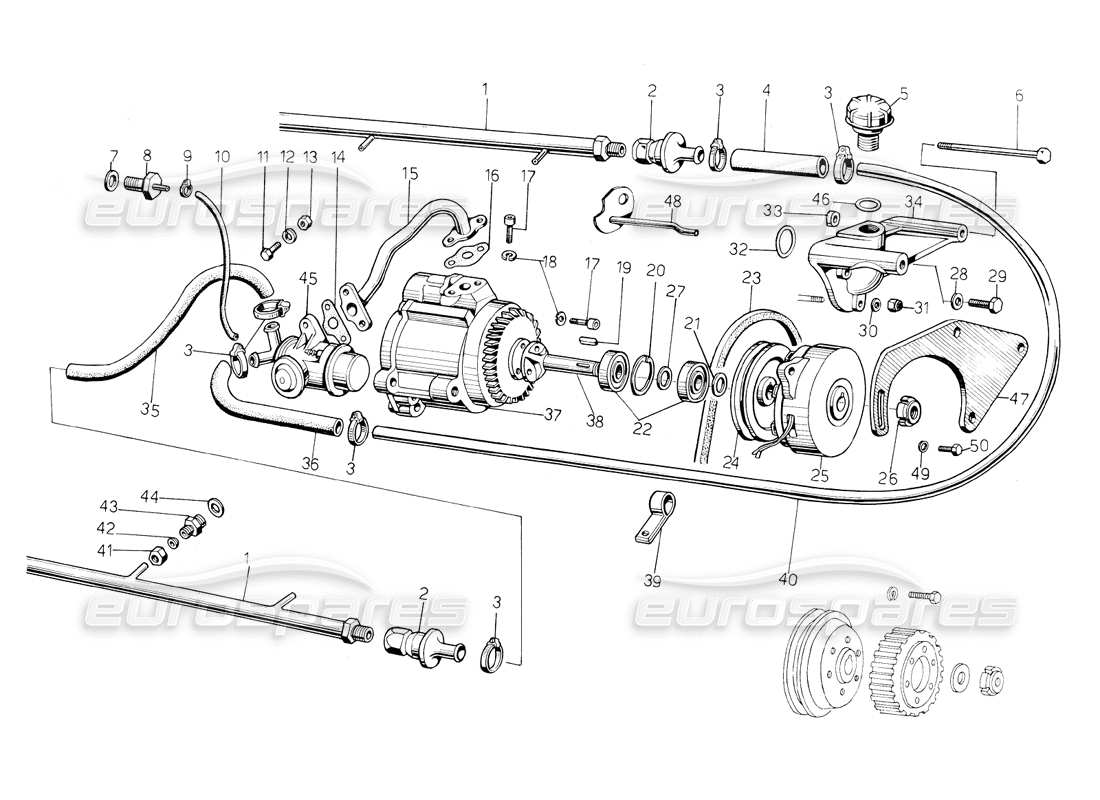 lamborghini countach 5000 s (1984) diagramma delle parti del sistema di inquinamento dell'aria