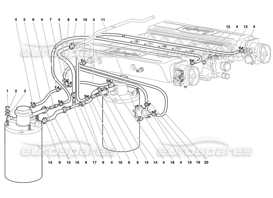 lamborghini diablo vt (1994) sistema di alimentazione carburante diagramma delle parti