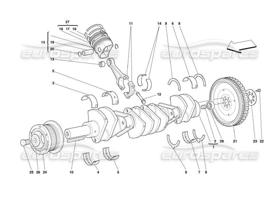 ferrari 575 superamerica albero motore - bielle e pistoni diagramma delle parti