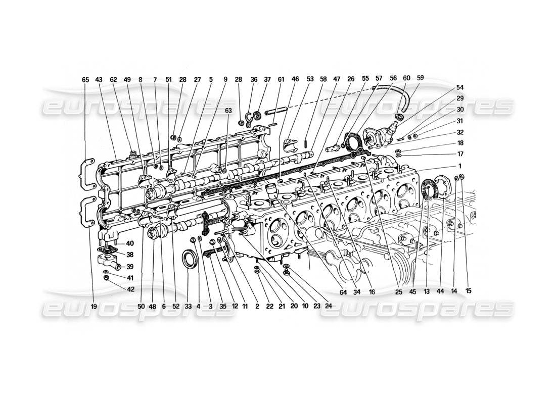 ferrari 512 bbi testata (destra) diagramma delle parti