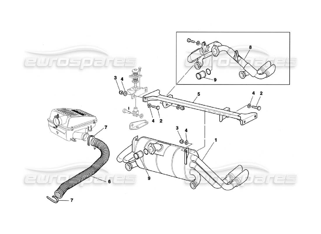 ferrari 355 challenge (1996) sistema di scarico: diagramma delle parti della presa d'aria