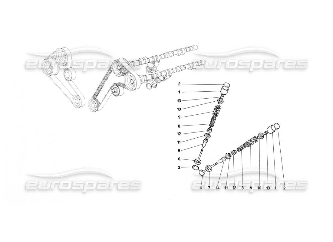 ferrari mondial 3.0 qv (1984) distribuzione - punterie schema delle parti