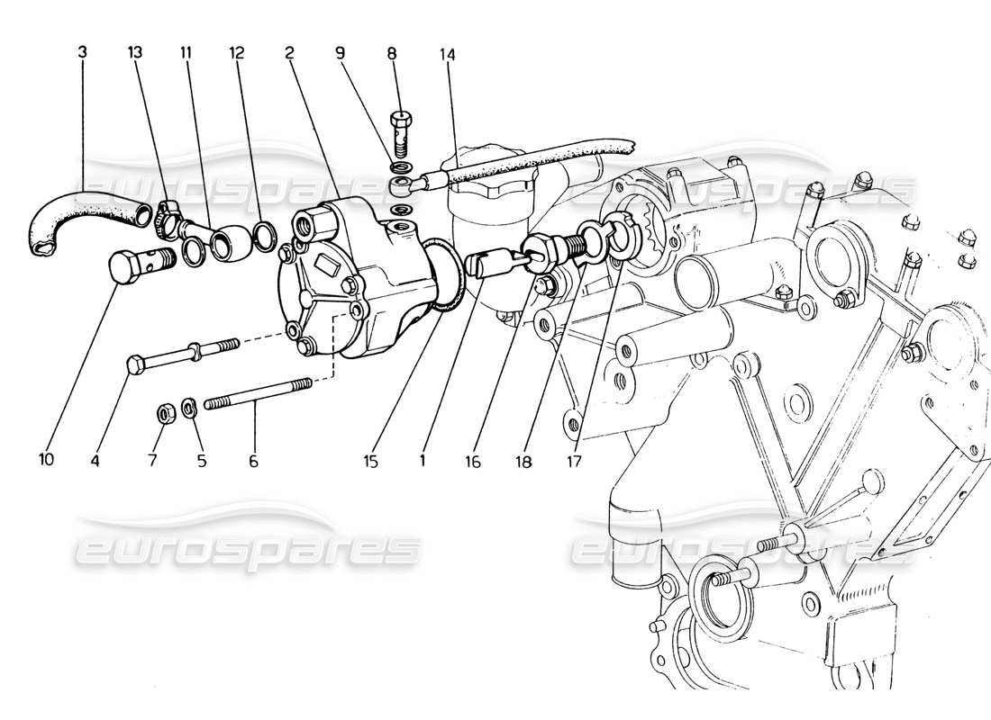 ferrari 365 gt4 2+2 (1973) diagramma delle parti della pompa a vuoto del servofreno