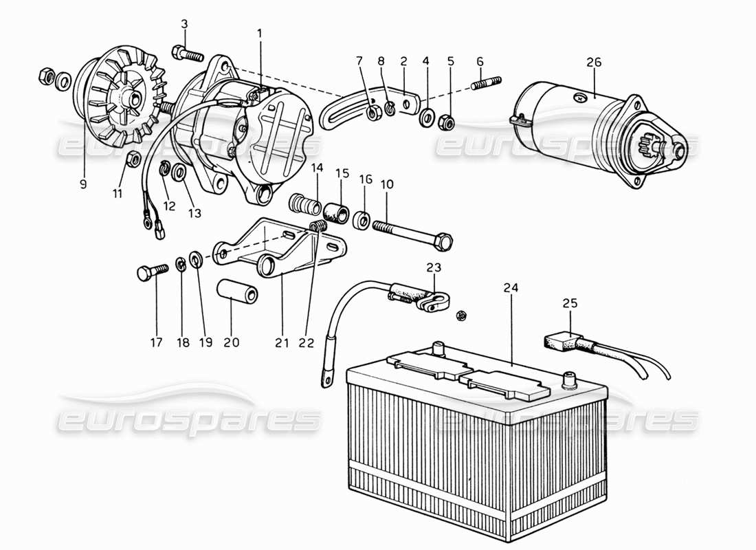 ferrari 206 gt dino (1969) uscita di corrente: diagramma delle parti del motore di avviamento