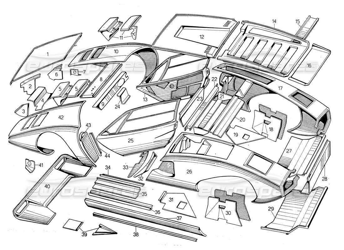 lamborghini countach lp400 coperture esterne diagramma delle parti