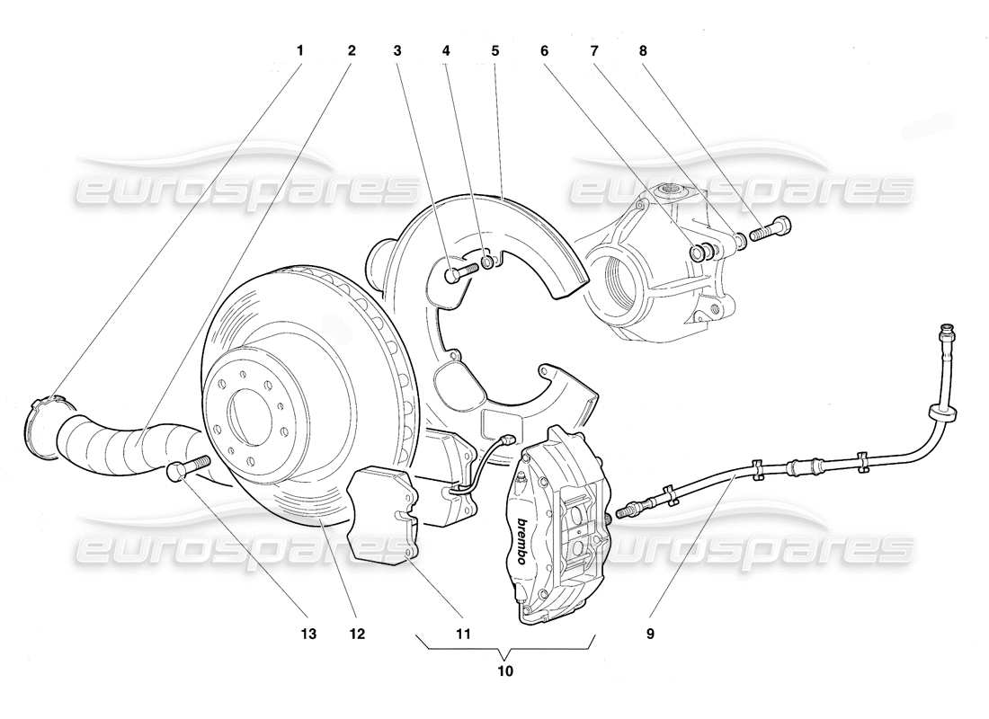 lamborghini diablo vt (1994) freni anteriori diagramma delle parti