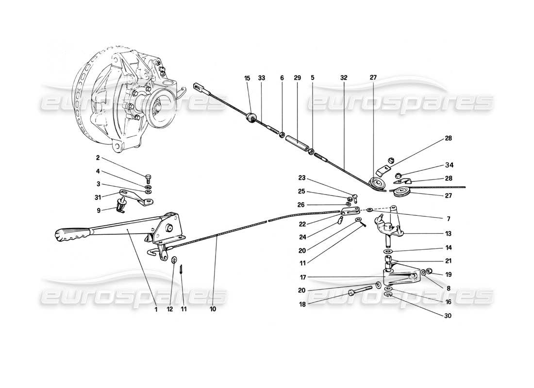 ferrari 208 turbo (1982) controllo del freno a mano diagramma delle parti